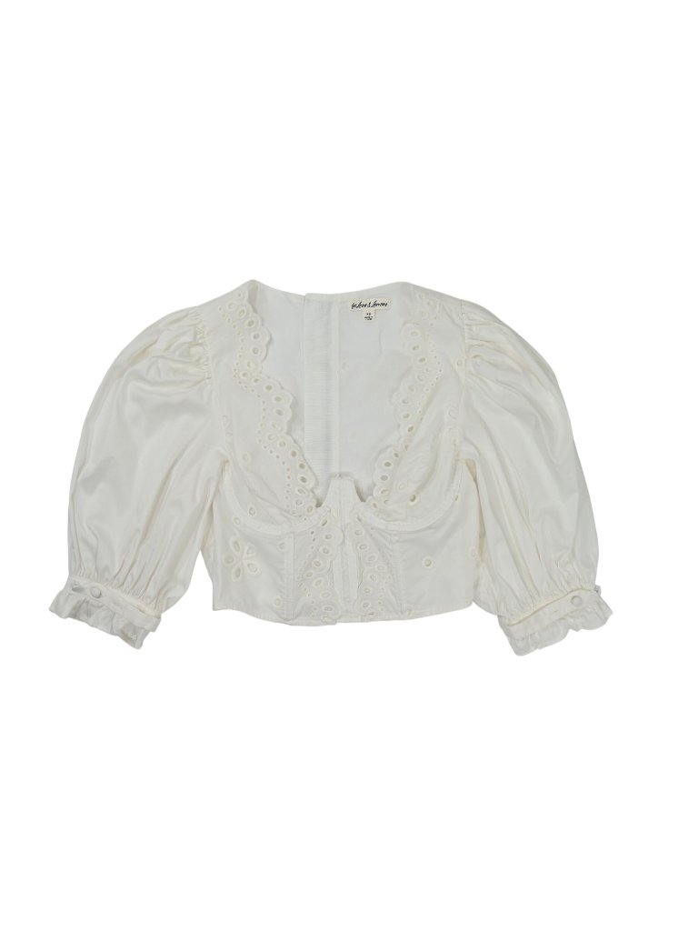 For Love & Lemons Serena Crop Top In White
